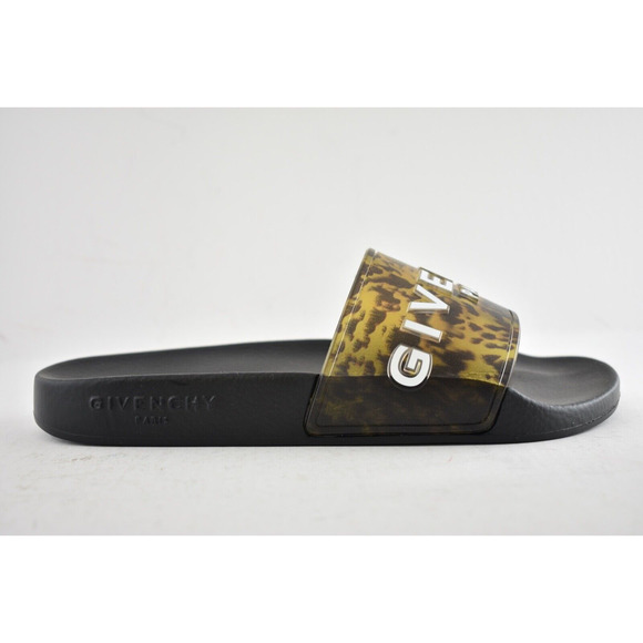 Givenchy Marble Effect Black Yellow Logo Slide On Pool Sandal Flip Flop Flat 35 - Picture 3 of 12